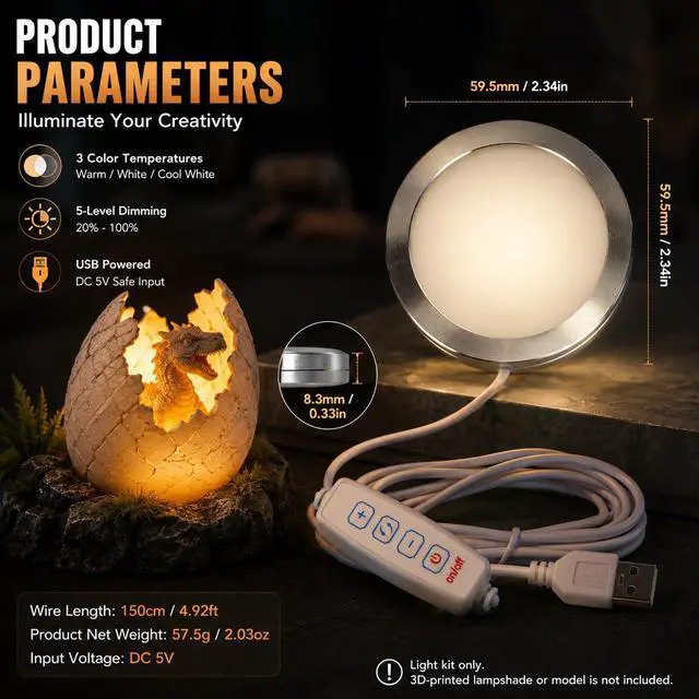 Alt view image 3 of 7 - LED Lamp Kit 001 3D Printer Accessories for Bambu Lab H2D/X1/P1P/A1 mini Makerworld Light DIY Hardware Model Spare Parts 5V USB Powered, 3000K Warm Light Three Colors(2PCS)