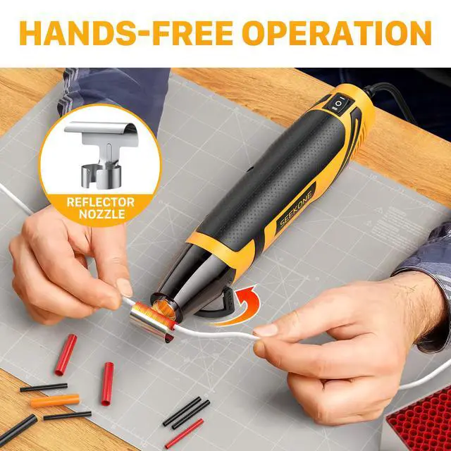 Alt view image 5 of 7 - 350W Mini Heat Gun with 2-Temp Settings 842 & 500 | Heat Up to 842, PA6+30GF Material, Lightweight 380g, Overheat Protection with a Reflector Nozzle for Crafting Shrink Tubing