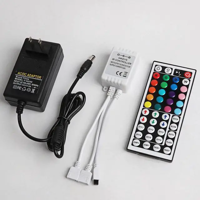 Alt view image 7 of 7 - 44 Keys IR Remote Controller Kit - Includes Wireless Rectifier Control Box and DC 12V 3A Power Supply Adapter - Replacement Control for SMD 5050 3528 2835 RGB LED Strip Lights