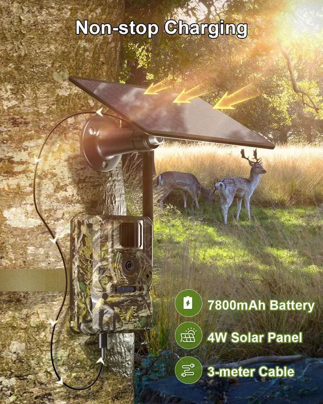 Alt view image 3 of 7 - 4G LTE Solar Cellular Trail Camera, GPS, No Glow Night Vision 940nm