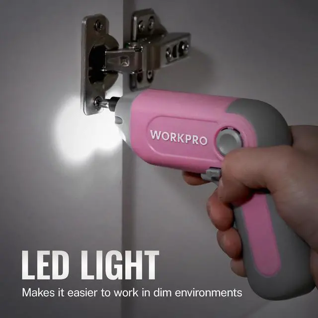 Alt view image 4 of 7 - Electric Cordless Screwdriver with Offset Driving Shaft, 3.6V Automatic Rechargeable Screw Driver with 22PCS Bits, Battery Powered Automatic Screw Gun with LED Light & Carry Case - Pink Ribbon
