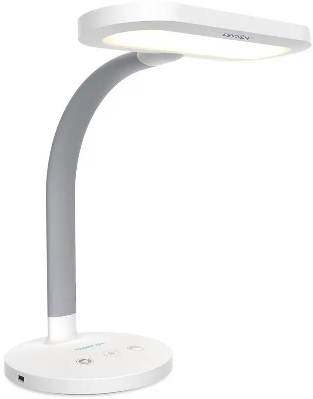 Main image of HappyLight Duo - 2-in-1 Light Therapy & Task Desk Lamp - UV-Free Full Spectrum LED, 10,000 LUX, Adjustable Brightness and Color, Flexible Gooseneck, and Integrated USB Charging Port