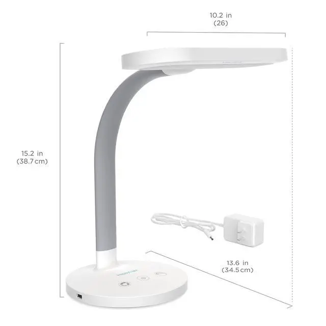 Alt view image 6 of 7 - HappyLight Duo - 2-in-1 Light Therapy & Task Desk Lamp - UV-Free Full Spectrum LED, 10,000 LUX, Adjustable Brightness and Color, Flexible Gooseneck, and Integrated USB Charging Port