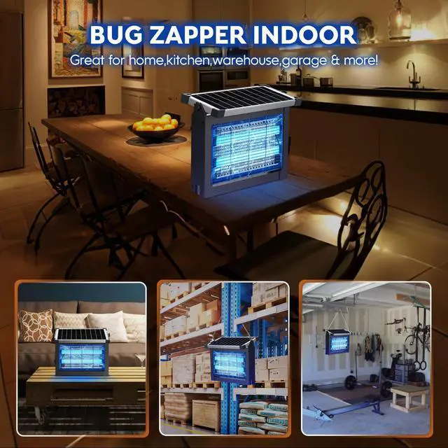 Alt view image 7 of 7 - Solar Bug Zapper Outdoor, PhatroyYee Mosquito Zapper 4500V, Waterproof Portable Fly Zapper, Rechargeable Electric Mosquito Killer, Cordless Fly Insect Mosquitos Trap for Patio Yard Home Garden Camping
