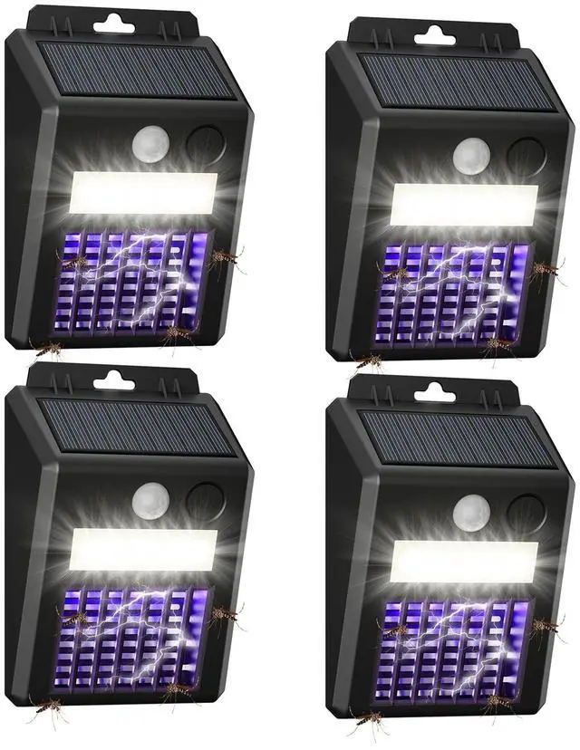 Main image of Solar Bug Zapper Outdoor 4 Pack & Mosquito Light Solar-Powered Fly Killer with Motion Sensor,1000V Electric Bug Trap, Waterproof & Cordless