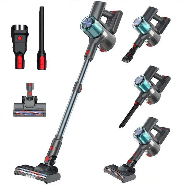 Main image of Cordless Vacuum Cleaner, Stick Vacuum for Pet Hair & Hardwood Floor, Self-Standing Rechargeable Vacuum with Smart LED Display, Lightweight Battery Powered Vacuum for Home, Dorm, & Dog Hair-Aqua
