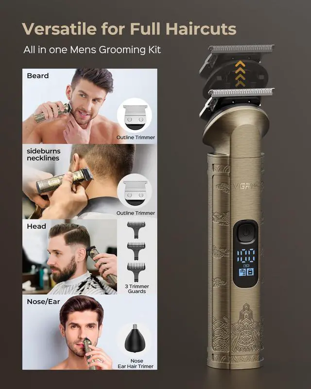 Alt view image 3 of 7 - Hair Clippers for Men, Beard Trimmer, Foil Shaver 3-in-1 Clipper Set