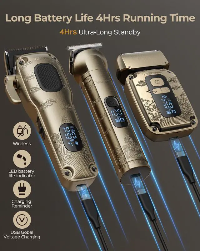 Alt view image 5 of 7 - Hair Clippers for Men, Beard Trimmer, Foil Shaver 3-in-1 Clipper Set