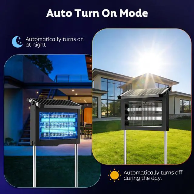 Alt view image 7 of 7 - Solar Bug Zapper Outdoor, 4500V Mosquito Zapper Fly Trap for Patio