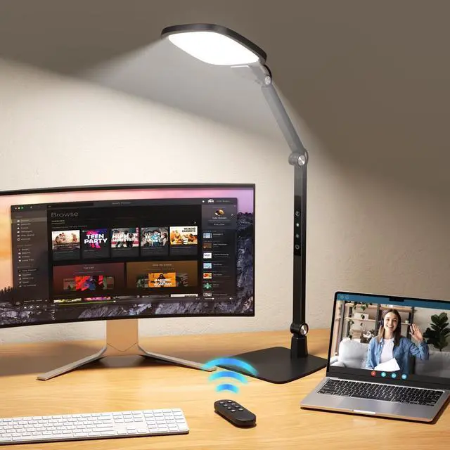 Main image of Led Desk Lamps for Office Home, Tall Metal Swing Arm Task Lights w/ Base