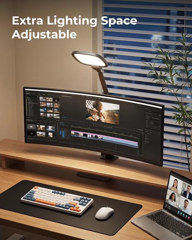 Alt view image 2 of 7 - Led Desk Lamps for Office Home, Tall Metal Swing Arm Task Lights w/ Base