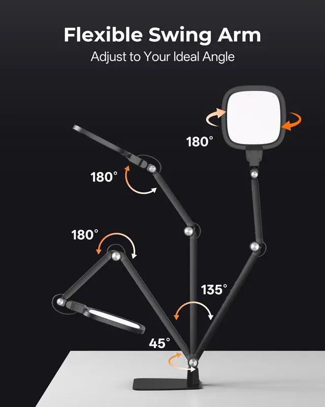 Alt view image 4 of 7 - Led Desk Lamps for Office Home, Tall Metal Swing Arm Task Lights w/ Base