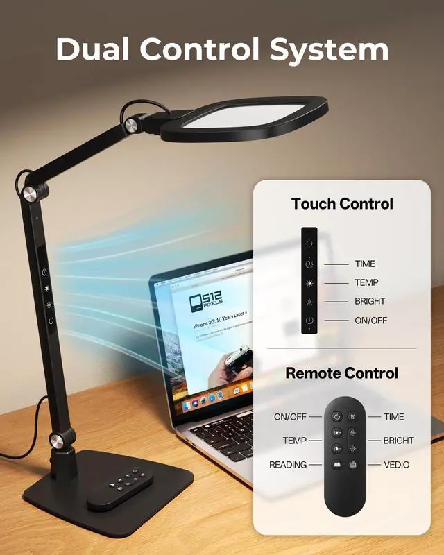 Alt view image 7 of 7 - Led Desk Lamps for Office Home, Tall Metal Swing Arm Task Lights w/ Base