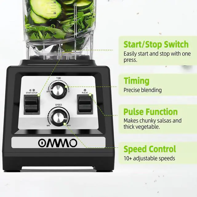 Alt view image 6 of 7 - Blender for Smoothies: 1800W Peak Blenders for Kitchen, 68oz BPA-Free Pitcher, Timer & Speed Control, 6 Stainless Steel Blades, Dishwasher Safe Blender for Ice Crush/Smoothies/Frozen Drinks/Black