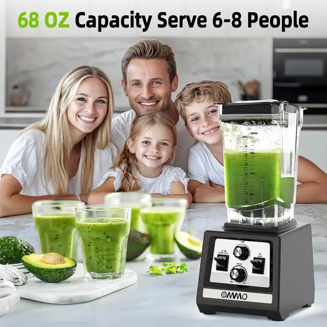 Alt view image 5 of 7 - Blender for Smoothies: 1800W Peak Blenders for Kitchen, 68oz BPA-Free Pitcher, Timer & Speed Control, 6 Stainless Steel Blades, Dishwasher Safe Blender for Ice Crush/Smoothies/Frozen Drinks/Black