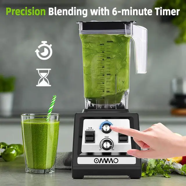 Alt view image 4 of 7 - Blender for Smoothies: 1800W Peak Blenders for Kitchen, 68oz BPA-Free Pitcher, Timer & Speed Control, 6 Stainless Steel Blades, Dishwasher Safe Blender for Ice Crush/Smoothies/Frozen Drinks/Black