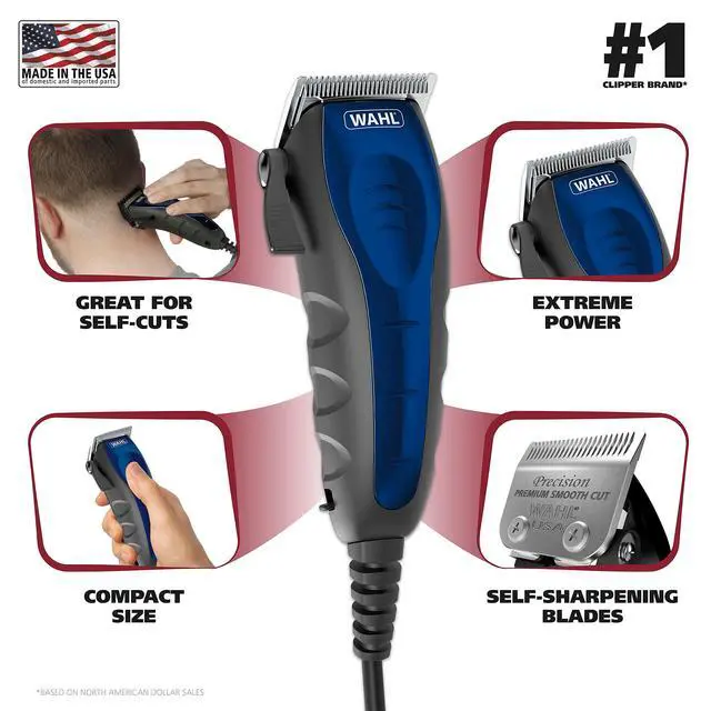 Alt view image 2 of 7 - USA Self Cut Compact Corded Clipper Personal Haircutting Kit with Adjustable Taper Lever, and 11 Hair Clipper Guards for Clipping, Trimming & Personal Grooming Model 3029683