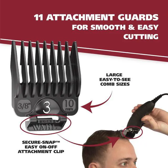 Alt view image 7 of 7 - USA Self Cut Compact Corded Clipper Personal Haircutting Kit with Adjustable Taper Lever, and 11 Hair Clipper Guards for Clipping, Trimming & Personal Grooming Model 3029683