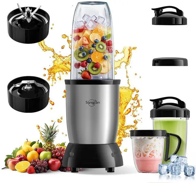 Main image of 1000W Personal Smoothie Blender, Protein Shakes, Home & Gym, Silver