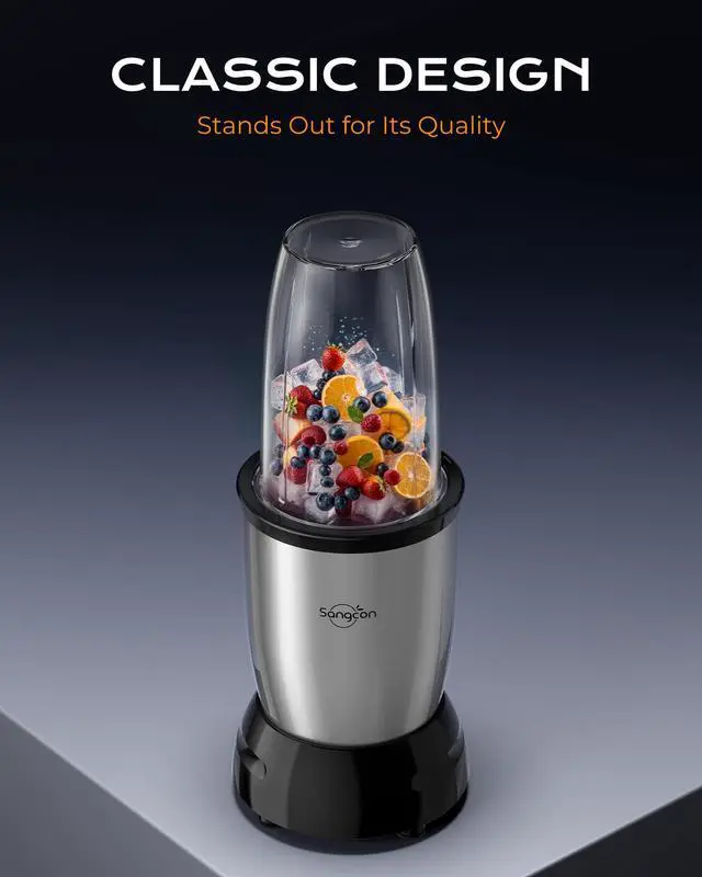 Alt view image 7 of 7 - 1000W Personal Smoothie Blender, Protein Shakes, Home & Gym, Silver