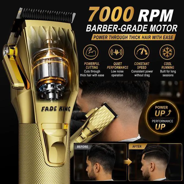 Alt view image 3 of 6 - ® Professional Hair Clippers for Men Cordless Barber Clippers & Beard Trimmer for Men, Fade Clipper and Trimmer Set for Home & Barber Use, Complete Men's Grooming Kit - Gifts for Men