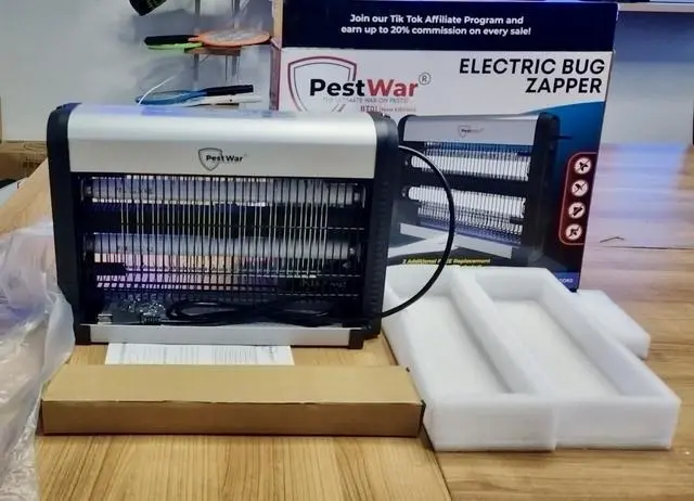 Alt view image 5 of 7 - Advanced 2-in-1 Indoor Bug Zapper, Powerful 3500V Flying Insect Zapper, Built-in Bait Tray, Uses 2-in-1 Methods to Attract & Zap Fruit Flies, Mosquitoes, Flies, Gnats, Moths, & More. - 2 Free Bulbs