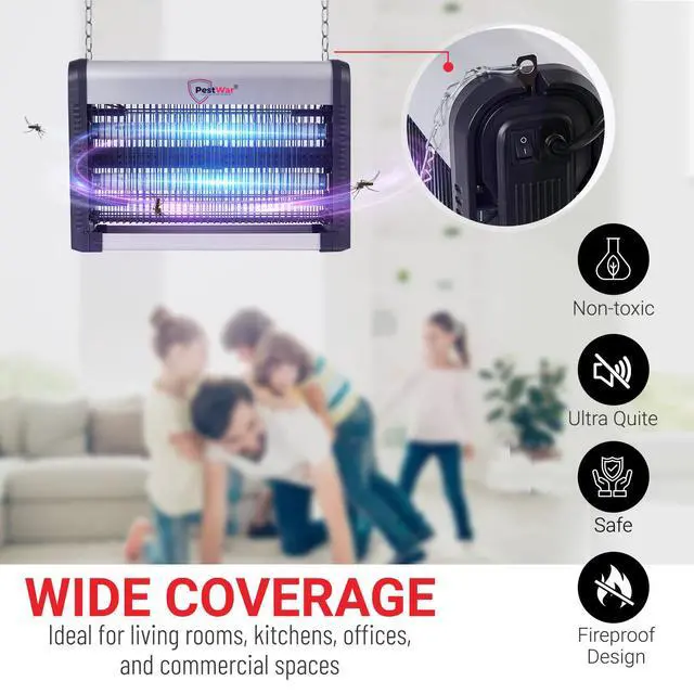 Alt view image 7 of 7 - Advanced 2-in-1 Indoor Bug Zapper, Powerful 3500V Flying Insect Zapper, Built-in Bait Tray, Uses 2-in-1 Methods to Attract & Zap Fruit Flies, Mosquitoes, Flies, Gnats, Moths, & More. - 2 Free Bulbs
