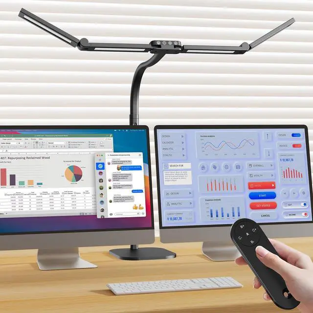 Main image of Omorepa 4 Light Bar Design Goose-Neck Desk Lamp with Base,24W Bright Led Tall Overhead Desk Light for Home Office,Eye Care Reading Table Light for Desktop Working,Drafting,Reading