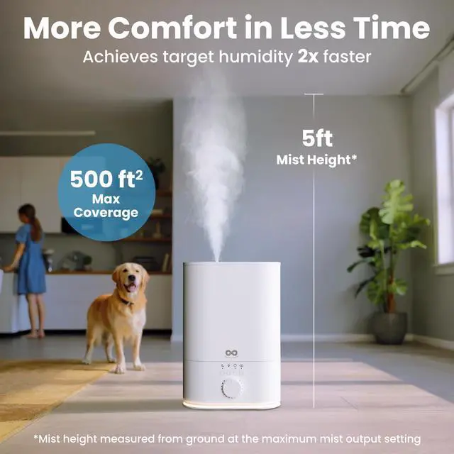 Alt view image 5 of 7 - 6L Humidifier Large Room, High Mist Output 60 HR Runtime Ultrasonic Top Fill Humidifiers for Bedroom, Easy to Use & Clean for Home, Baby Humidifier, Plants, Congestion, Indoor