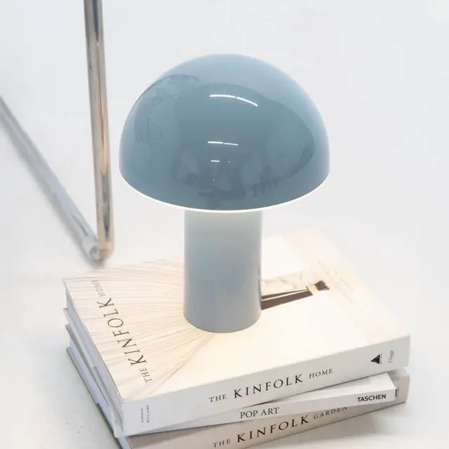 Alt view image 4 of 7 - Celia Small Lamp 10" Touch-Controlled Mushroom Table Lamp, Cordless & Dimmable LED, Portable & Rechargeable Bedside Night Light, Sustainable Recycled Modern Lamp for Home Décor, Light Blue