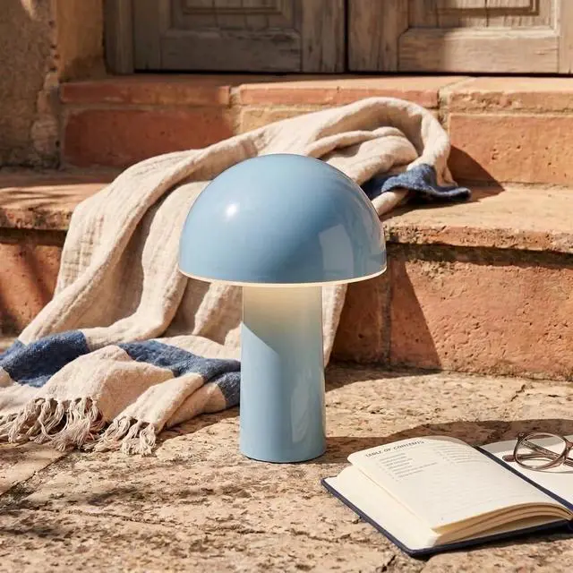 Alt view image 5 of 7 - Celia Small Lamp 10" Touch-Controlled Mushroom Table Lamp, Cordless & Dimmable LED, Portable & Rechargeable Bedside Night Light, Sustainable Recycled Modern Lamp for Home Décor, Light Blue