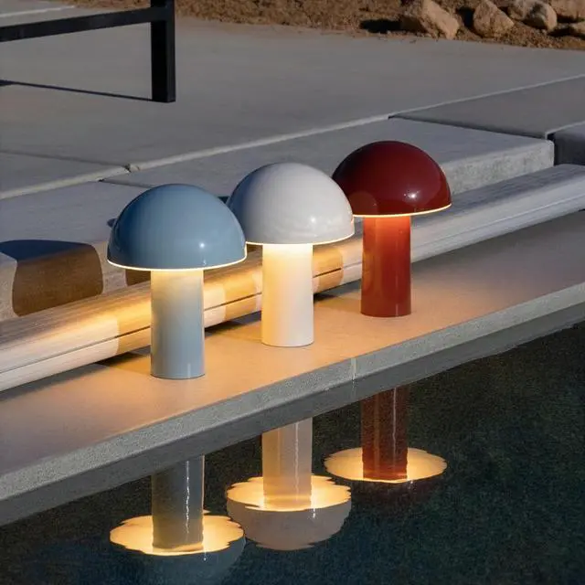 Alt view image 7 of 7 - Celia Small Lamp 10" Touch-Controlled Mushroom Table Lamp, Cordless & Dimmable LED, Portable & Rechargeable Bedside Night Light, Sustainable Recycled Modern Lamp for Home Décor, Light Blue