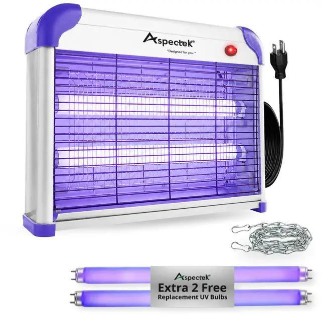 Main image of 20W Heavy Duty Bug Zapper, High-Voltage Electric Mosquito and Fly Killer, Indoor and Covered Outdoor Gnat Control for Bedroom, Patio and Greenhouse, Includes 2 Bulbs - Purple