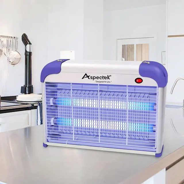 Alt view image 2 of 7 - 20W Heavy Duty Bug Zapper, High-Voltage Electric Mosquito and Fly Killer, Indoor and Covered Outdoor Gnat Control for Bedroom, Patio and Greenhouse, Includes 2 Bulbs - Purple