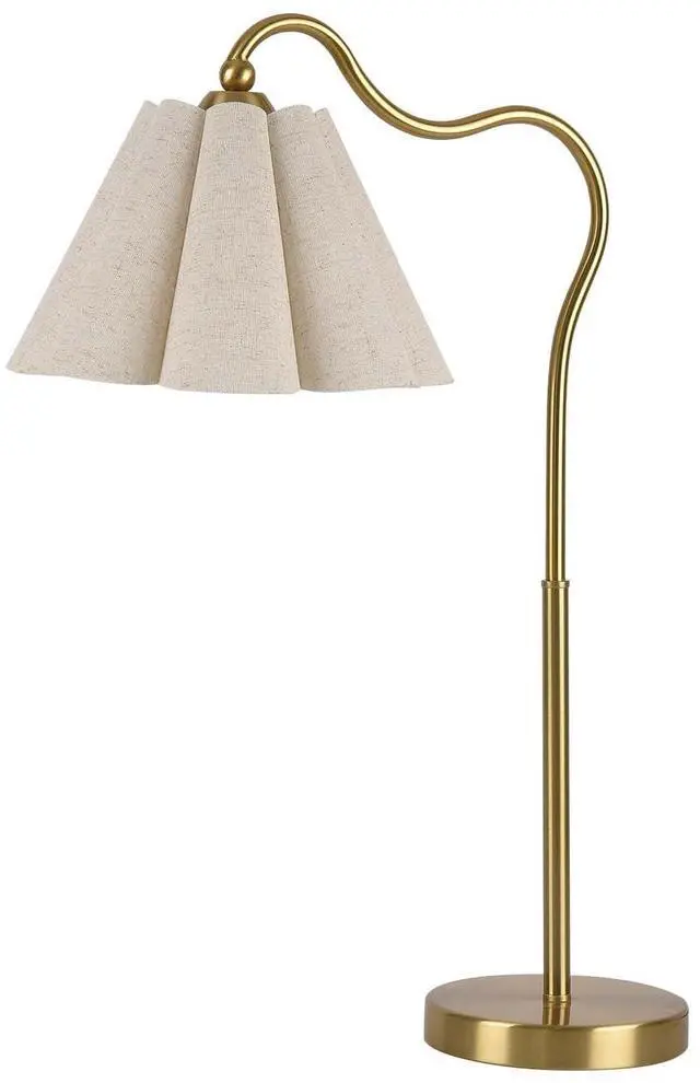 Main image of Modern Table Lamps, Nightstand Bedside Lamps with Umbrella Form Linen Lampshade, Gold Metal Base Desk Lamp for Living Room Bedroom, Bulb Not Included