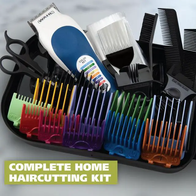 Alt view image 2 of 7 - Clipper USA Color Pro Complete Haircutting Kit with Easy Color Coded Guide Combs - Corded Clipper for Hair Clipping & Grooming Men, Women, & Children - Model 3029694