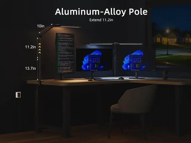 Alt view image 3 of 7 - Desk Lamps for Home Office, Sensor Switch Dual Lamp Head