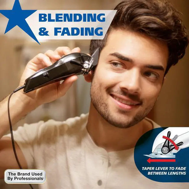 Alt view image 4 of 7 - USA Anthem Classic Haircutting Kit Corded Hair Clipper for Men with No-Snag Blades, Powerful POWERDRIVE Motor & Adjustable Fade Lever Model 3029140