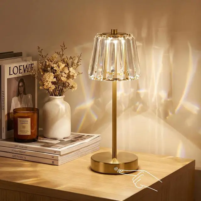 Alt view image 2 of 7 - 13" Small Crystal Cordless Table Lamp, Touch Rechargeable Desk Lamps