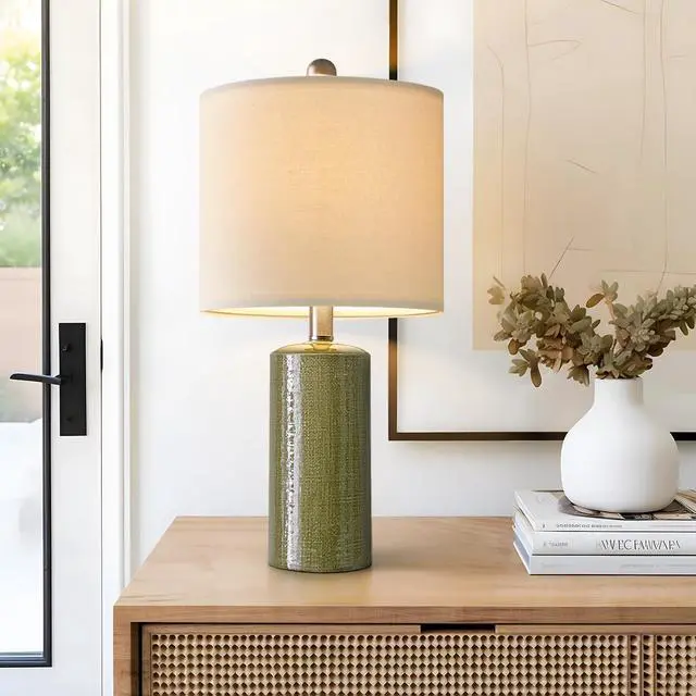Main image of 20.25" Small Single Table Lamp for Bedroom Modern Ceramic Nightstand Lamp Farmhouse Bedside Lamp Boho Living Room End Side Table Lamp, Green