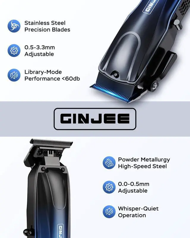 Alt view image 2 of 7 - Professional Hair Clippers for Men Cordless & Corded - Rechargeable Barber Clipper & Trimmer Set with Fade Lever for Home Haircuts, Grooming Kit with Guide Combs, with Travel Case