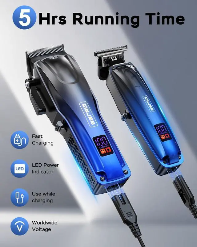 Alt view image 3 of 7 - Professional Hair Clippers for Men Cordless & Corded - Rechargeable Barber Clipper & Trimmer Set with Fade Lever for Home Haircuts, Grooming Kit with Guide Combs, with Travel Case