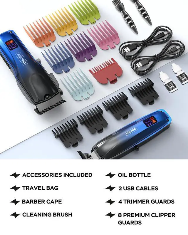 Alt view image 7 of 7 - Professional Hair Clippers for Men Cordless & Corded - Rechargeable Barber Clipper & Trimmer Set with Fade Lever for Home Haircuts, Grooming Kit with Guide Combs, with Travel Case