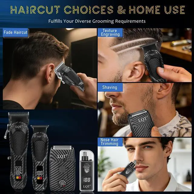 Alt view image 2 of 6 - Professional Hair Clippers for Men Rechargeable Cordless Beard Trimmer & Electric Shaver, Hair Cutting Kit with LCD Display Gift for Dad, Husband, Men