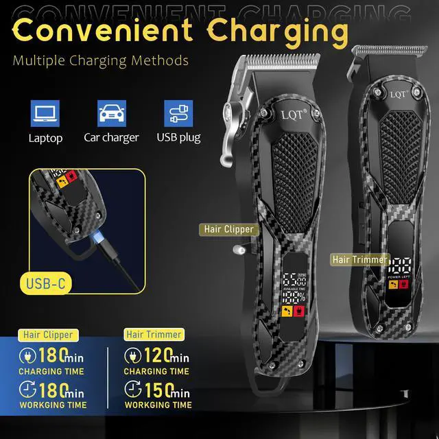 Alt view image 5 of 6 - Professional Hair Clippers for Men Rechargeable Cordless Beard Trimmer & Electric Shaver, Hair Cutting Kit with LCD Display Gift for Dad, Husband, Men