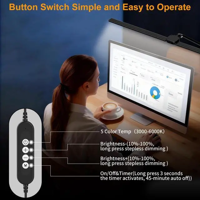 Alt view image 5 of 7 - LED Desk Lamp for Office Home, Architect Desk Light with Clamp