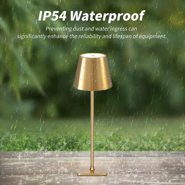 Alt view image 5 of 7 - Outdoor Waterproof Cordless Wireless Rechargeable Portable Top Touch Battery Operated Powered LED Table Lamp Desk Lamp Lights for Restaurant Kitchen Patio Dinner Dining (Gold)