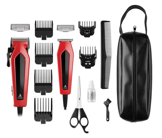Alt view image 2 of 7 - 562940 Ultra Clip Corded Clipper & Trimmer 15-PieceHair Cutting Combo Kit, Stainless Steel Blades, Power Pivot Motor, Whisper Quiet, Hanger Loop, Red