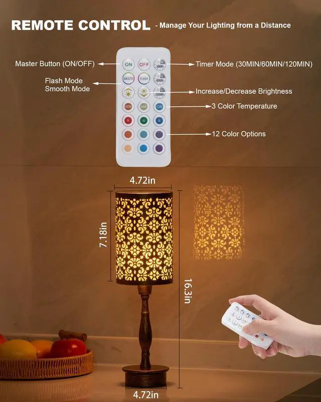 Alt view image 2 of 7 - Vintage Cordless Table Lamp Rechargeable Battery Operated, Remote