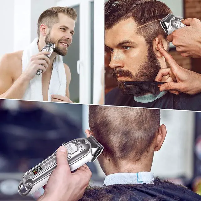 Alt view image 2 of 7 - Mens Hair Clippers Cord Cordless Hair Trimmer Professional Haircut Kit for Men Rechargeable LED Display